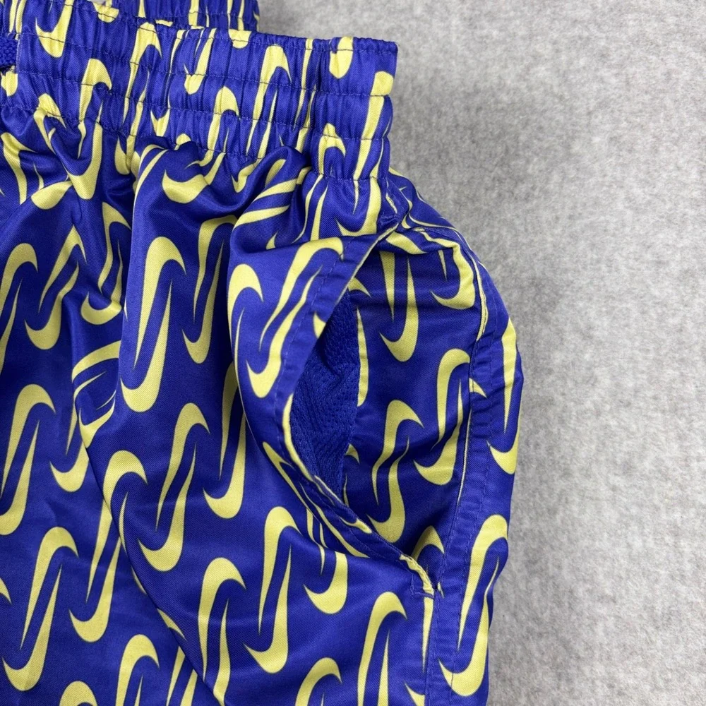 Nike Breaker Swim Trunks Links Swoosh Mens S Purple Yellow AOP Logo Mesh Lined